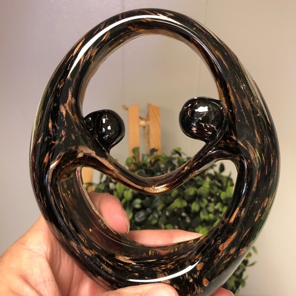 Lovely Vintage Blown Glass art Sculpture 6x5” Couple Dancing or Happy Face - Picture 4 of 4